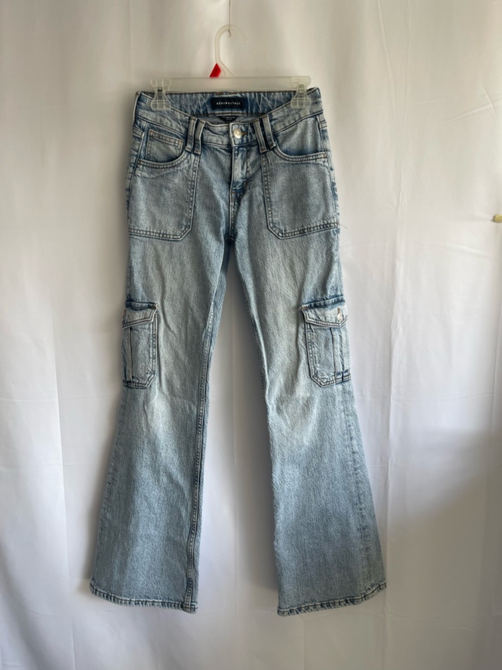 Aeropostale Light Blue High-Rise Cargo Flare Jeans - Women's - Picture 2 of 12